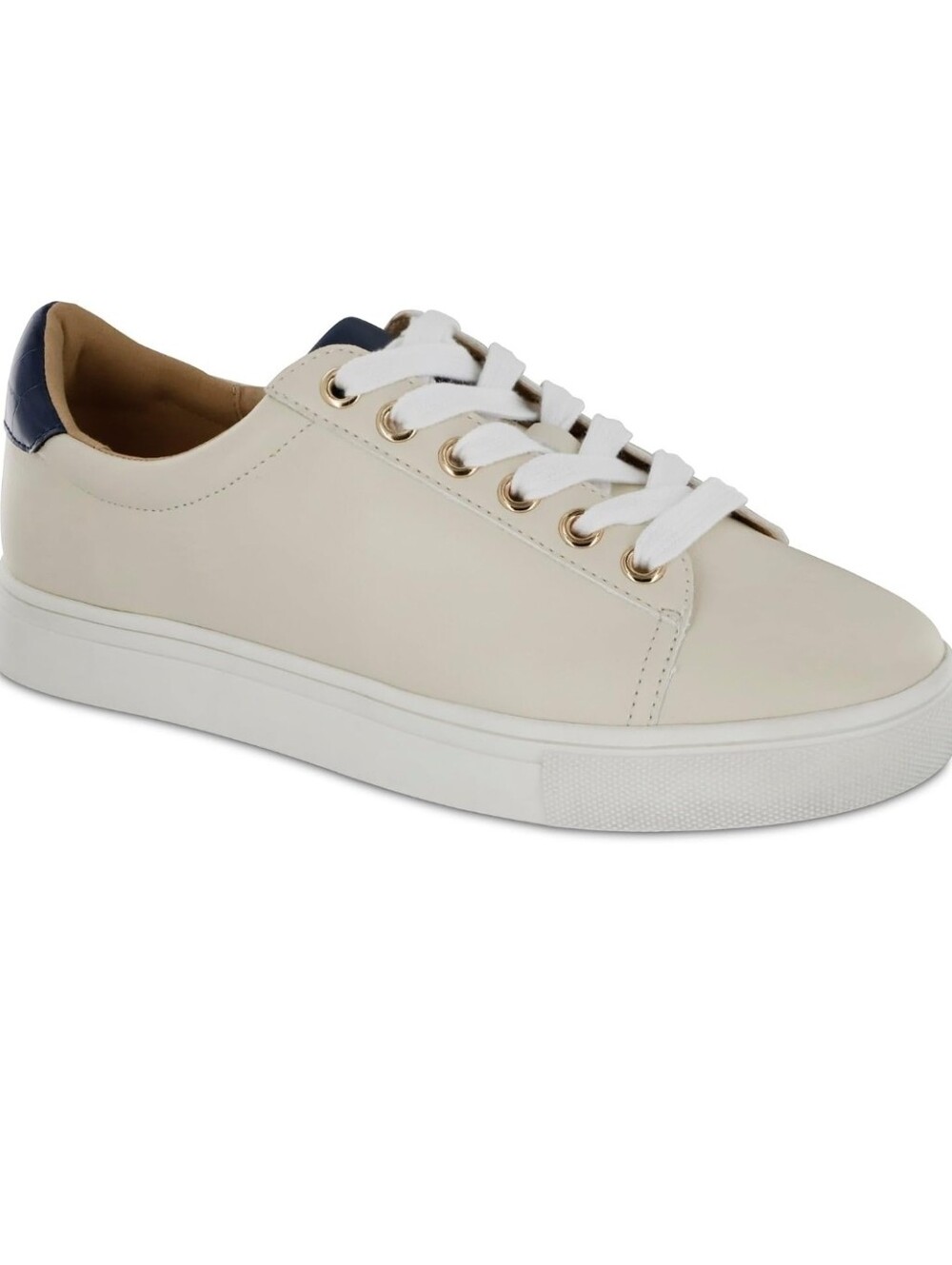 MIA Cream Low-Top Sneakers with Navy Heel Tab